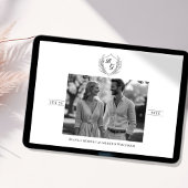 Klassiek monogram  kam zwart-wit save the date