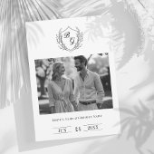 Klassiek monogram  kam zwart-wit save the date