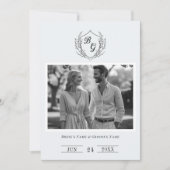 Klassiek monogram kam zwart-wit save the date (Voorkant)
