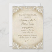 Klassiek Monogram Kanten Wilde Roze Roos Wervelend Save The Date (Achterkant)