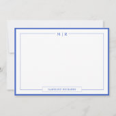 Klassiek Monogram Koninklijk Blauw Rand Stationery Notitiekaartje (Voorkant)