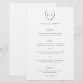 Klassiek Monogram Krans Wapen Elegant Trouwmenu (Voorkant / Achterkant)