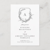 klassiek  monogram kuif bruiloft receptie informatiekaartje (Voorkant)