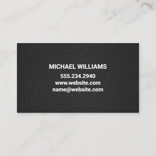 Klassiek monogram | leer visitekaartje (Achterkant)