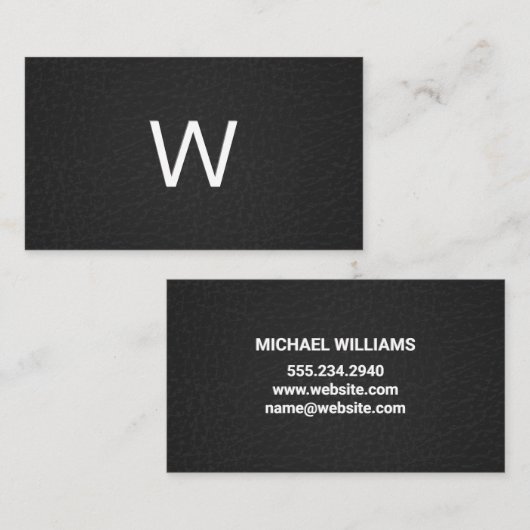 Klassiek monogram | leer visitekaartje (Voorkant / Achterkant)