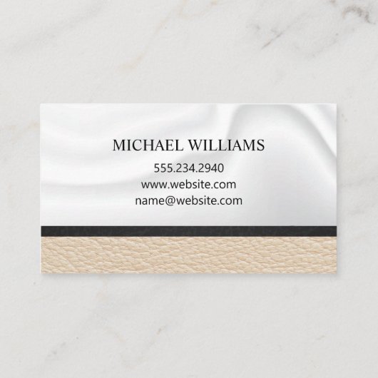 Klassiek Monogram | Leren Zijde Draperie Visitekaartje (Achterkant)