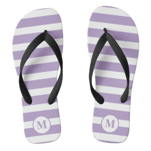 Klassiek Monogram Lila Paarse en witte strepen Teenslippers