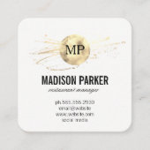 Klassiek Monogram Luxe Goud Geborsteld Vierkante Visitekaartje (Voorkant)