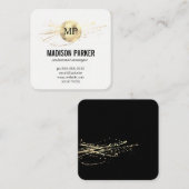 Klassiek Monogram Luxe Goud Geborsteld Vierkante Visitekaartje (Voorkant / Achterkant)