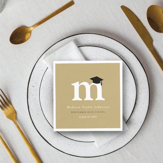 Klassiek Monogram M en Afstudeerhoed Afstudeerfees Servetten