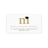 Klassiek Monogram M & Zwarte Afstudeerhoed Adres Etiket (Voorkant)