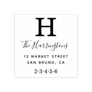 Klassiek monogram met het Adres van de Naam en van Rubberstempel