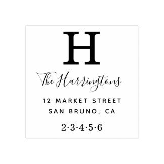 Klassiek monogram met het Adres van de Naam en van Rubberstempel
