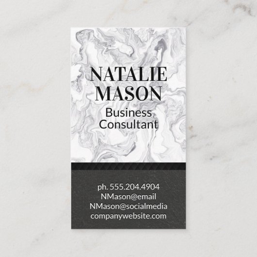 Klassiek monogram | Modern marmer | Zwarte textuur Visitekaartje (Achterkant)