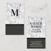 Klassiek monogram | Modern marmer | Zwarte textuur Visitekaartje (Voorkant / Achterkant)