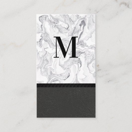 Klassiek monogram | Modern marmer | Zwarte textuur Visitekaartje (Voorkant)