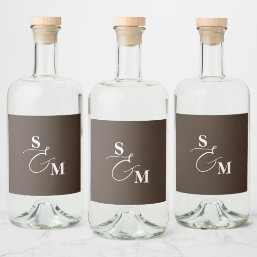 Klassiek Monogram Moderne Ampersand Bruiloft Likeurfles Etiket (Flessen)
