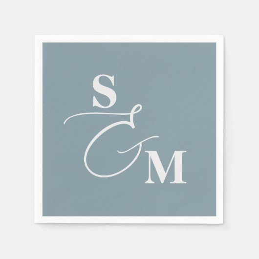 Klassiek Monogram Moderne Script Ampersand Trouw Servet (Voorkant)
