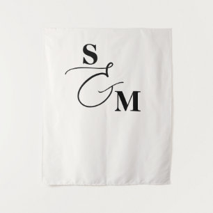 Klassiek Monogram Moderne Script Ampersand Trouw Wandkleed