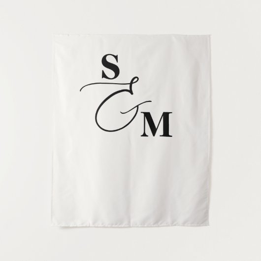 Klassiek Monogram Moderne Script Ampersand Trouw Wandkleed (Voorkant)