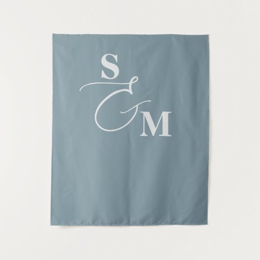 Klassiek Monogram Moderne Script Ampersand Trouw Wandkleed (Voorkant)