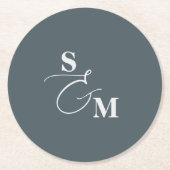 Klassiek Monogram Moderne Script Bruiloft Ronde Kartonnen Onderzetter (Voorkant)