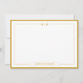 Klassiek Monogram Mosterd Gele Rand Stationery Notitiekaartje (Voorkant)