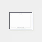 Klassiek Monogram Navy Blauwe Rand Briefpapier Post-it® Notes (Voorkant)