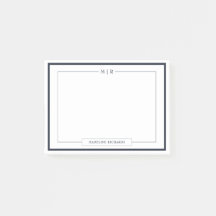 Klassiek Monogram Navy Blauwe Rand Briefpapier
