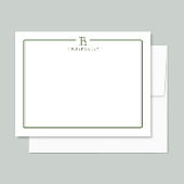 Klassiek Monogram Navy Blue Border Stationery Notitiekaartje
