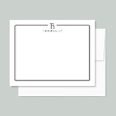Klassiek Monogram Navy Blue Border Stationery Notitiekaartje