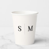 Klassiek Monogram Off Wit Papieren Bekers (Achterkant)