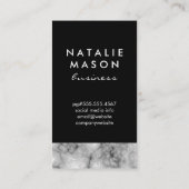 Klassiek monogram op zwarte en marmeren afwerking visitekaartje (Achterkant)