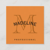 Klassiek monogram Oranje met boogtekst Vierkante Visitekaartje (Voorkant)