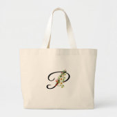Klassiek monogram P rood witte bloem moeder cadeau Grote Tote Bag (Voorkant)