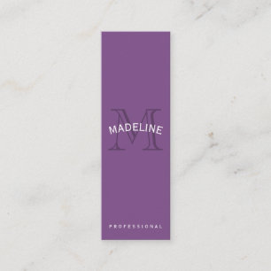 Klassiek monogram Paars met boogtekst Mini Visitekaartje