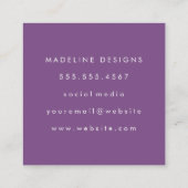 Klassiek monogram Paars met boogtekst Vierkante Visitekaartje (Achterkant)