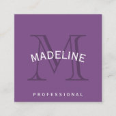 Klassiek monogram Paars met boogtekst Vierkante Visitekaartje (Voorkant)