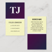 Klassiek Monogram Paarse Geel Patroon Visitekaartje (Voorkant / Achterkant)