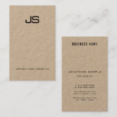 Klassiek Monogram Premium Kraft Modern Verticaal C Visitekaartje (Voorkant / Achterkant)