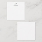 Klassiek Monogram Professioneel Grijs Wit Chic Notitiekaartje (Voorkant / Achterkant)