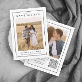 Klassiek Monogram QR Code 2 Foto Bruiloft Save The Date
