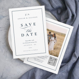 Klassiek Monogram QR Code Foto Bruiloft Save The Date