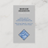 Klassiek (Monogram QR) Zilver & Mat Zwart Visitekaartje (Achterkant)