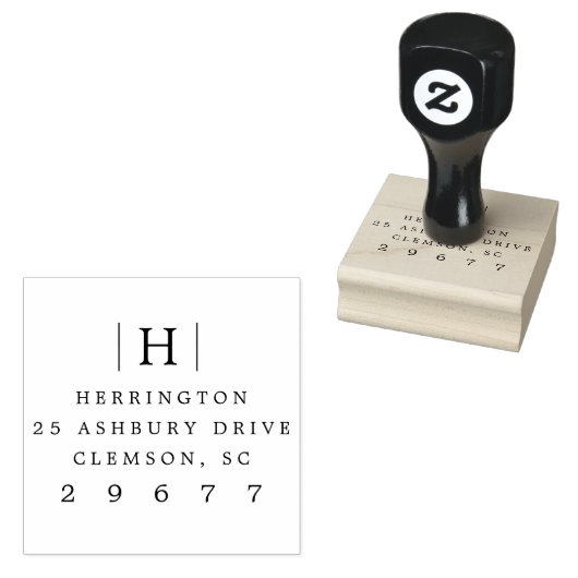 Klassiek monogram retouradres rubberstempel (Gestempeld)