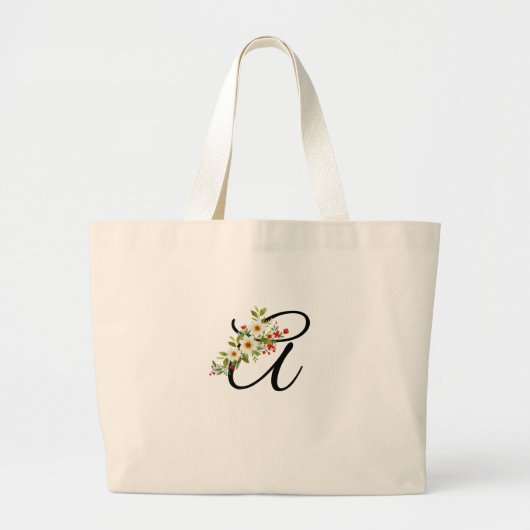 Klassiek monogram rode witte bloem moeder cadeau grote tote bag (Voorkant)