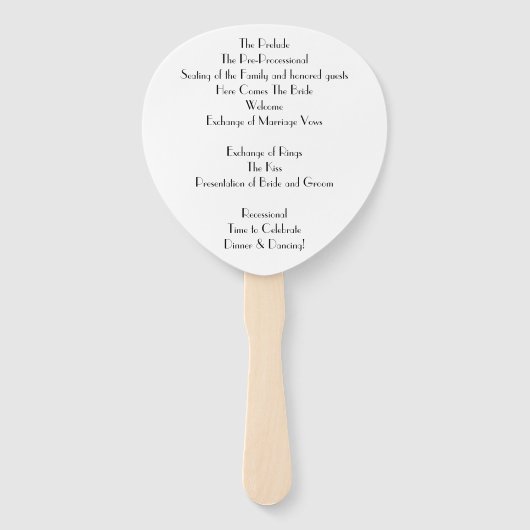 Klassiek Monogram Romantisch Witte Huwelijksprogra Handwaaier (Achterkant)