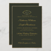 KLASSIEK MONOGRAM & ROMANTISCHE KALLIGRAFIE BRUILO KAART (Voorkant / Achterkant)