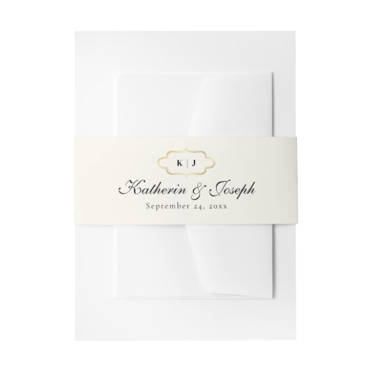 KLASSIEK MONOGRAM & ROMANTISCHE KALLIGRAFIE BRUILO UITNODIGINGEN WIKKEL (Voorkant Voorbeeld)