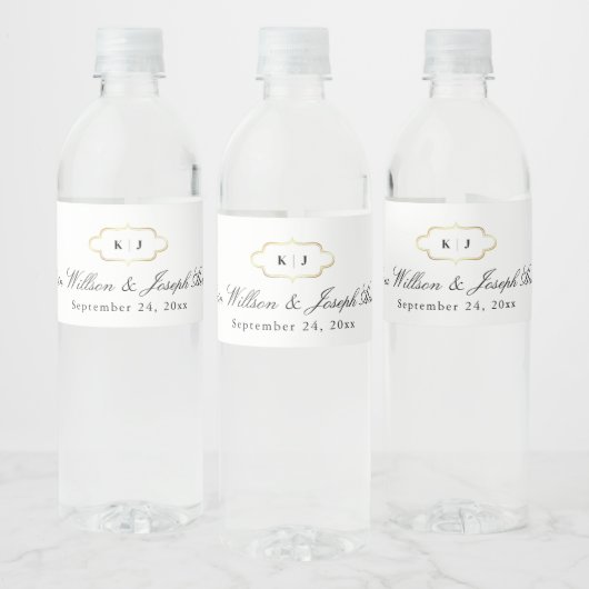 KLASSIEK MONOGRAM & ROMANTISCHE KALLIGRAFIE BRUILO WATERFLES ETIKET (Flessen)